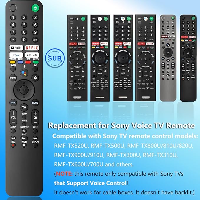 Replacement Voice Remote for Sony TV, for SonyBravia Smart TV with Voice Control, Compatible with Sony Bravia XR/XBR/KD Series 4K/ 8K LED OLED Google/Android Smart TVs