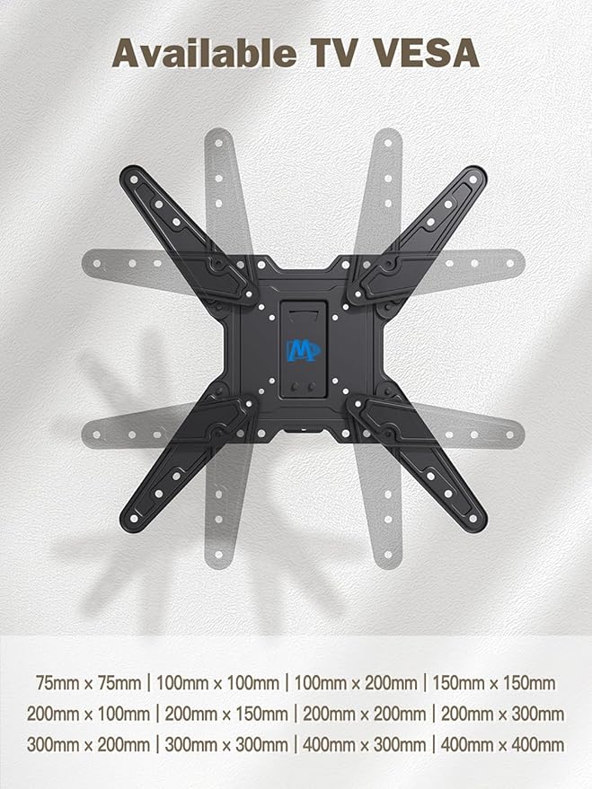Mounting Dream UL Listed TV Wall Mount for Most 26-55 Inch TVs, Full Motion TV Mount with Perfect Center Design, Articulating Wall Mount TV Bracket Swivel and Tilt, Max VESA 400x400mm, Up to 77LBS