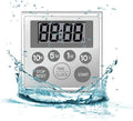 NUOSWEK Digital Timer Waterproof Shower Timer Shower Clock Bathroom Kitchen Timer with Strong Magnet and Large LCD Display (Waterproof 7 Key)
