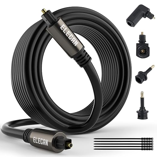 Elecan Optical Audio Cable 150 Ft Digital Audio Toslink Cable Cord-Fiber by Elecan