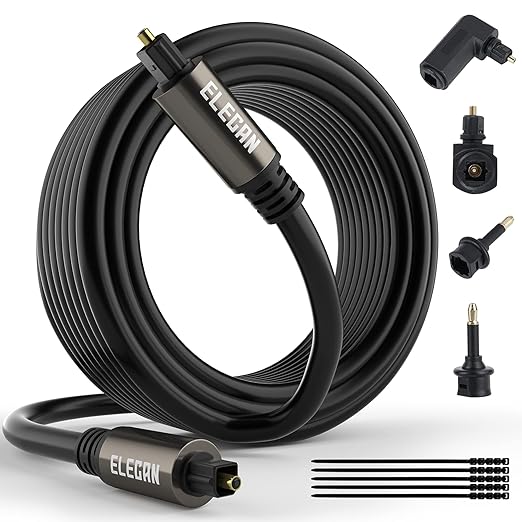 Elecan Optical Audio Cable 25 Ft Digital Audio Toslink Cable Cord-Fiber by Elecan
