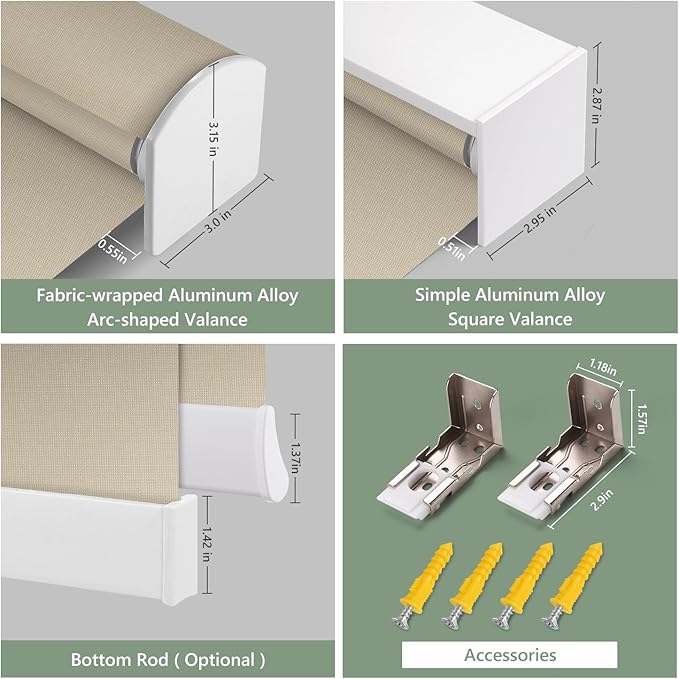 ZSHINE Motorized Blackout Roller Blinds Customize Width Remote Control Wireless and Rechargeable Roller Shades for, Home, Office, Hotel, Restaurant and Cinema(82067C)
