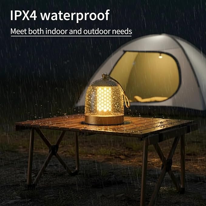 MKLK Camping Lantern, IPX4 Waterproof Touch Control LED Night Light, USB Rechargeable & Long Lasting Battery, Portable Hanging Tent Lamp for Outdoor Camping Hiking Backpacking,Yellow Gold