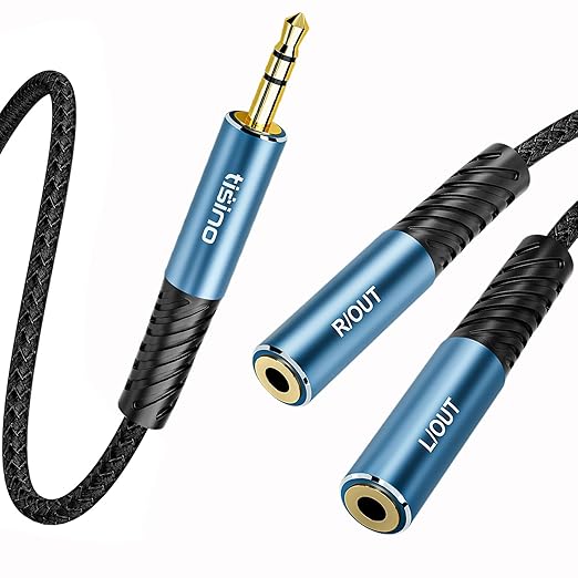 Tisino Headphone Splitter 3.5mm (1m/3.3FT), Aux Splitter 2 Female to 1 Male, 3.5mm TRS Audio Adapter Cable Compatible with PS4/5, Xbox, Nintendo Switch, PC Gaming Headsets, Phone, Tablet, Laptop