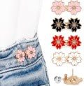 TOOVREN Pant Waist Tightener - Jean Button Tightener, No Sew & No Tools, Adjustable Instant Button Pins 4 Sets, Cherry Blossoms
