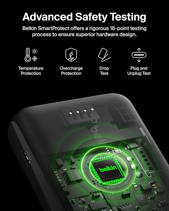 Belkin Portable Charger, Power Bank with Integrated Cable 20000 mAh 30W - Fast Charging USB C Power Delivery - iPhone 17, Air, Pro, Pro Max, iPad, AirPods, Apple Watch, Galaxy S25, & More - Blue