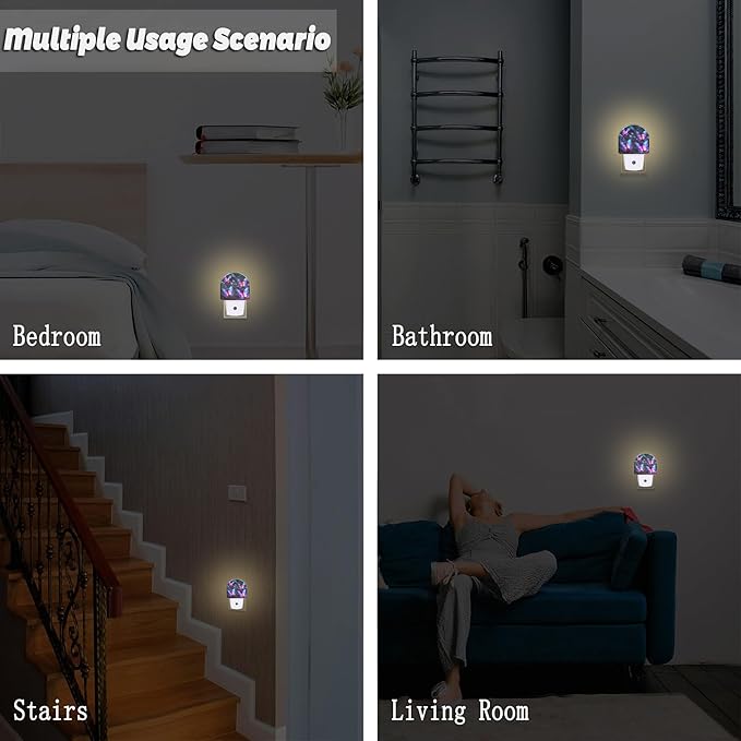 sndheke Glowing Purple Butterflies Night Light Plug into Wall, Neon Butterfly Dusk to Dawn Night Light Plug in,0.5w Energy Saving Sleep Friendly NightLight for Kids Boys Girls Home Decor