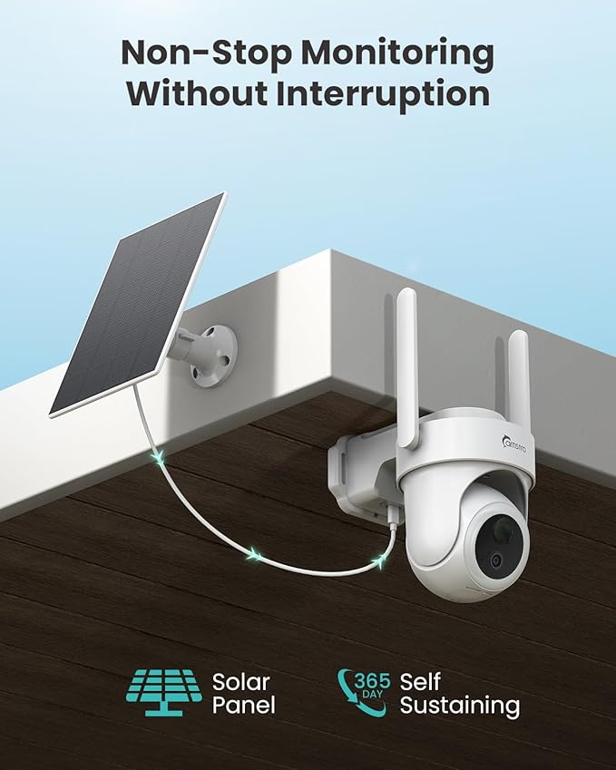 CAMSTRO 4K Security Cameras Wireless Outdoor No Subscription, 360° PTZ Home Security Cameras System, 64G Local Storage Home Hub, Human/Vehicle/Pet Recognition AI, Color Night Vision, 4 Cam-Kit