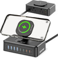 11-in-1 Charging Station USB-C Power Strip, 200W USB C Charger Block, 2AC Outlets 8USB Ports(4USB-C) Surge Protector, 5FT Flat Plug Extension Cord, PD65W Desktop Fast Charging for Home Office, Black