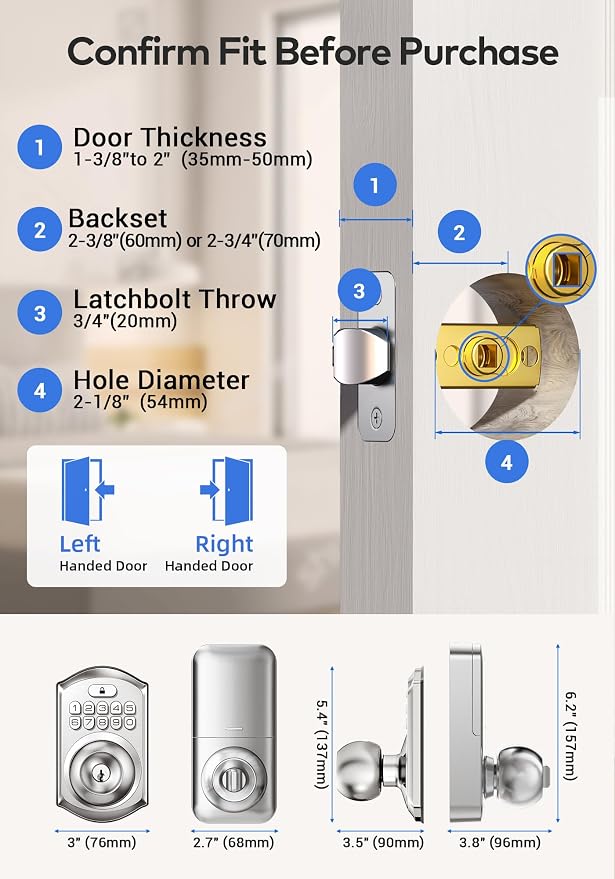 TEEHO TE003 Keyless Entry Keypad Door Lock - Image 2