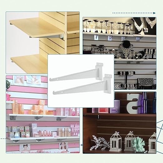AYAYGD 10 Inch Slat Wall Knife Shelf Bracket, 10 Pack Heavy Duty Slatwall Bracket for Shelves, White Slatwall Accessories with Lip for Slat Wall Panels Shelving Display Home Commercial