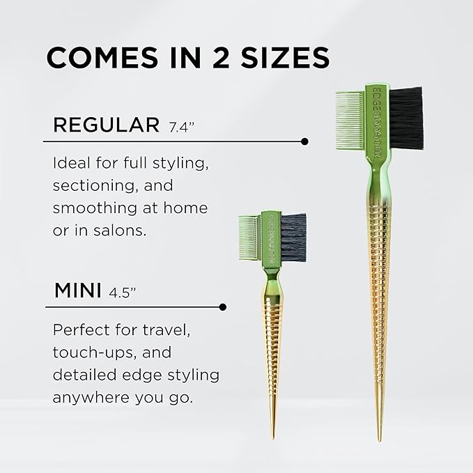 Style Factor EDGE BOOSTER® Hammer Brush Rat Tail– Double-Sided Edge Control Brush & Comb with Boar Bristles – For Edges, Slick Backs, Baby Hair Styling, and Taming Flyaways- Mini Travel Size