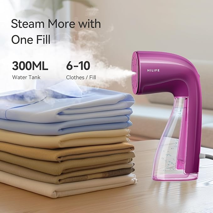 HiLIFE Steamer for Clothes, Portable Handheld Clothing Steamer (91-Orchid Purple)