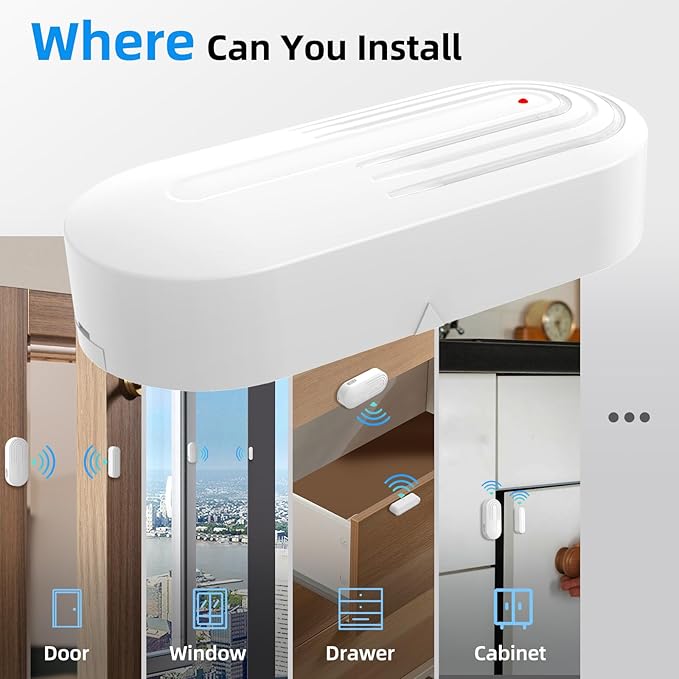 Door Chime, Daytech Wireless Door Sensor Chime 800ft Range Door Entry Chime with 20 Chimes 5 Adjustable Volume Mute Mode LED Indicator Door Open Chime for Business/Home When Entering, Door Open Alert