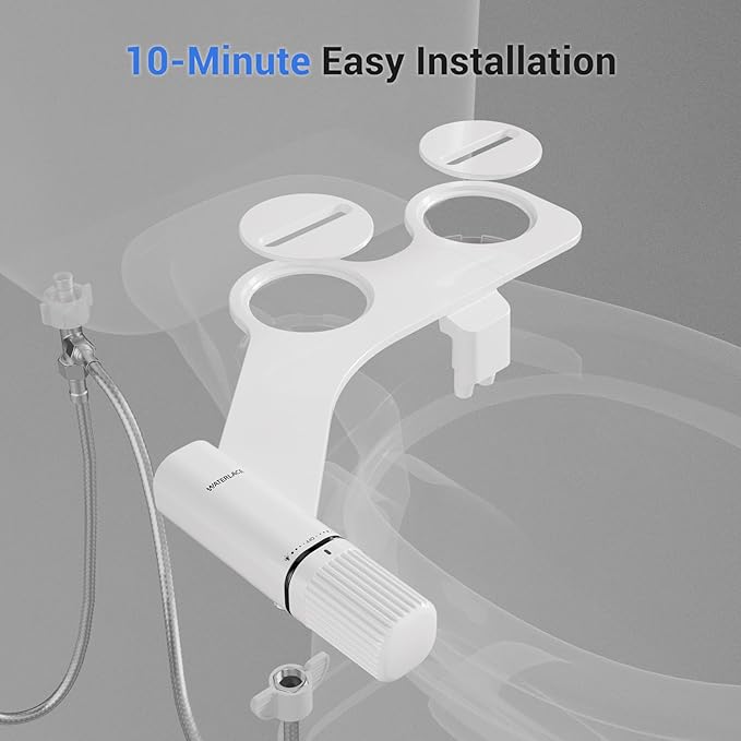 Bidet Attachment for Toilet - Dual Retractable Nozzles Bidet(Hygienic Rear & Feminine Wash) with Adjustable Water Pressure, Ultra Slim Non-Electric Bidet, Easy Installation (Black)
