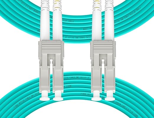 Fibergaga 5Pack-0.5M(1.6ft) OM3 LC to LC Fiber Patch Cable, Multimode 50/125µm 10G/40G, OD-2.0mm Fiber Optic Cable Duplex