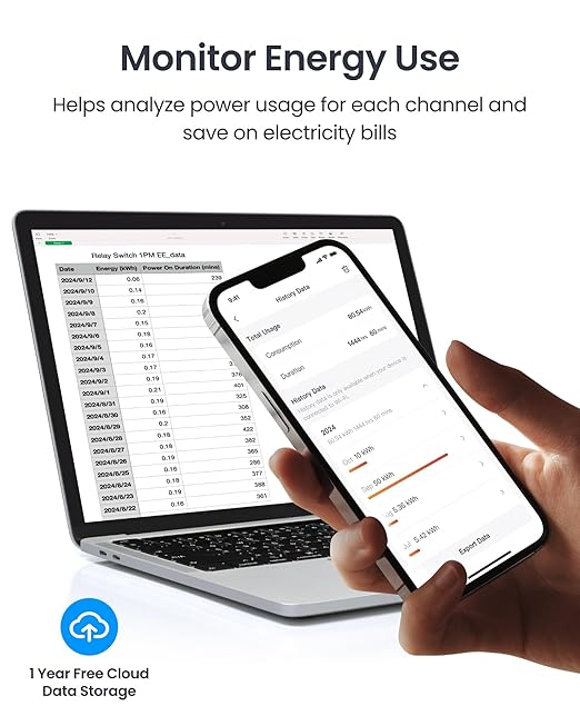 SwitchBot Matte Relay Switch 1PM, WiFi Switch Compatible with Alexa/Apple Home/Google Home, Power-Measuring Relay Switch Module with Integrated Bluetooth Repeater, Bluetooth & WiFi 2.4GHz, 16A