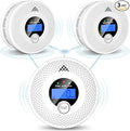 3 Pack Interconnected Smoke and CO Alarm with LCD Screen, 85dB Audible & Visual Alert, RF Sync Network, Battery Powered, Ideal for Multi-Room Setup in Home, Office, RV