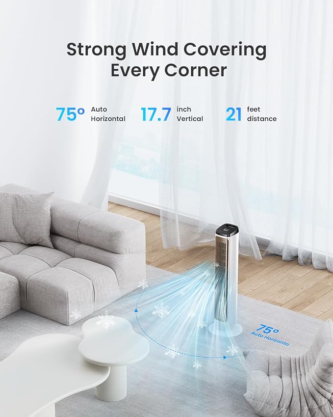 PNTCK Tower Fans with Ice Packs, 12H Timer, 4 Modes, 3 Speeds, 20FT Remote, 80° Oscillating, 36” Portable Evaporative Air Cooler with Remote Control, Platinum Swamp Cooler for Bedroom, Living room