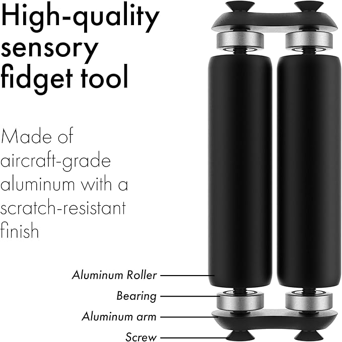 ONO Roller - Handheld Fidget Toy for Adults | Help Relieve Stress, Anxiety, Tension | Promotes Focus, Clarity | Compact, Portable Design (Black, Junior Size - Aluminum)