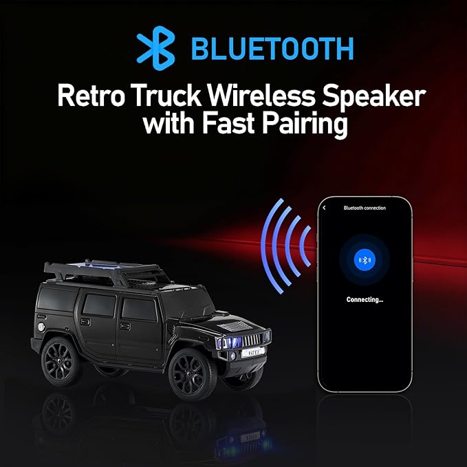 WSTER Solar Off-Road Car Bluetooth Speaker – HD Stereo Sound with TWS Pairing, TF/USB Playback, Portable Bluetooth Car Speaker for Home Audio, Outdoor Use & Retro Gifts for Men (Black)