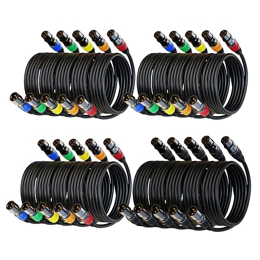 AuxLink XLR Cables, XLR Microphone Cable 25ft 20Pack Mic Cable Male to Female Gold-Plated 3-Pins Compatible with Microphones, Stage Lighting, Speaker Systems and More