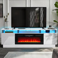 oneinmil Fireplace TV Stand with 36" Electric Fireplace,LED Light Entertainment Center,2 Tier TV Console Stand for TVs Up to 80",Fireplace for The Living Room TV Stand,White