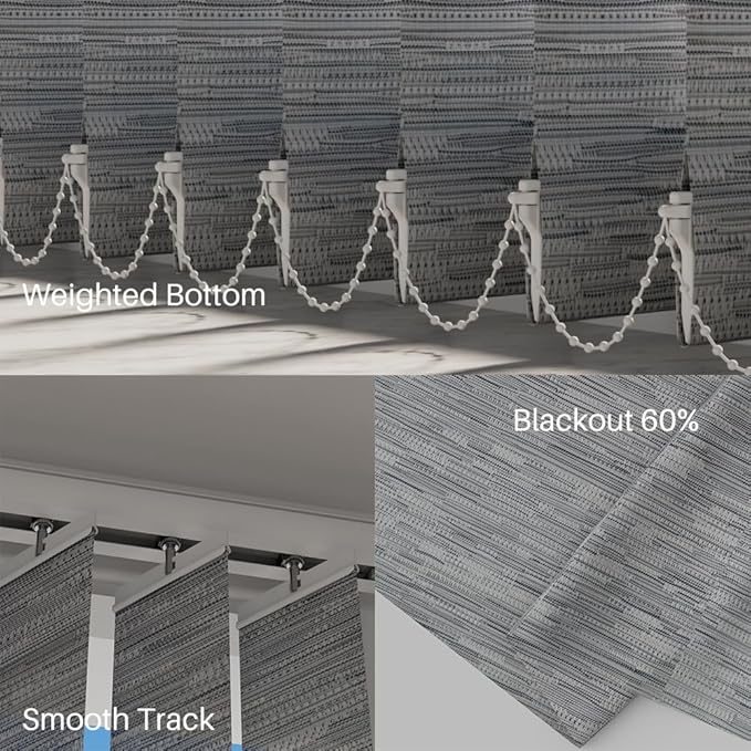 Blindify Motorized Vertical Blinds Compatible with Alexa Google Home, Light Filtering Sliding Door Shades Smart Vertical Blinds Remote Control Customize, Jacquard Grey
