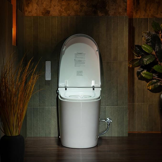WOODBRIDGE Smart Toilet with Auto Open/Close,1000g MaP Flush Score,Foam Shield,Foot Sensor, Movement Drying,Auto Flush,ADA Height,Blackout Flush,Heated Seat,One Piece Toilet with Tank Built in
