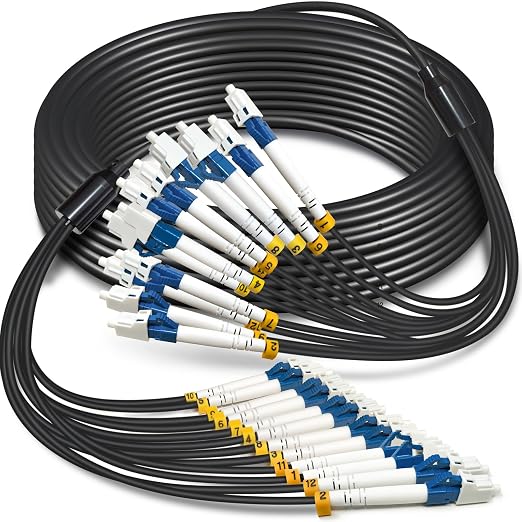5 Meters 12 Core Industrial TPU LC to LC Outdoor Armored Fiber Optic Cable by YUTIANHOME