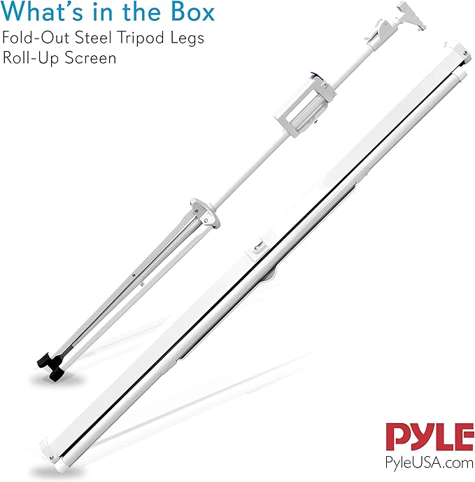 Pyle 50 Inch Portable Projector Screen with Tripod Stand – Lightweight, Durable, Easy Pull Setup Mobile Projection Screen with 4:3 Aspect Ratio, White Matte Fabric for Indoor/Outdoor Use