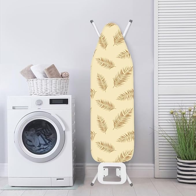 ZCFYGDX Ironing Board Covers,Elastic Edge 3 Bottom Nylon Buckle Straps, Stain Resistant & Resistant Scorch, Easy to Installation Fasteners Minimalist Palm Leaf Print Decor Size-M 15 x 48