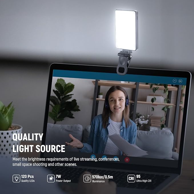 NEEWER Basics LED Selfie Phone Light, Rechargeable 2500-9000K Clip On Fill Light - Image 4