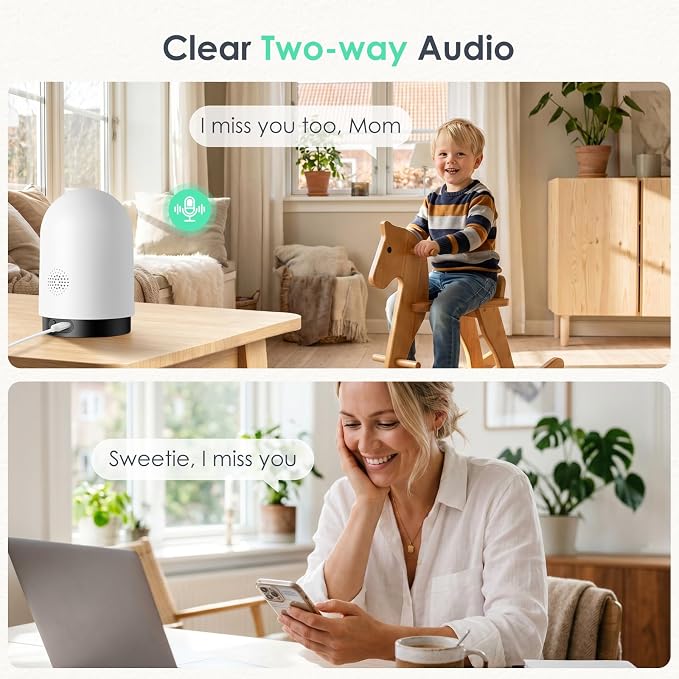 YOTON Indoor Security Camera, 2K 360° Wi-Fi Baby Monitor & Pet Camera w/Motion - Image 7