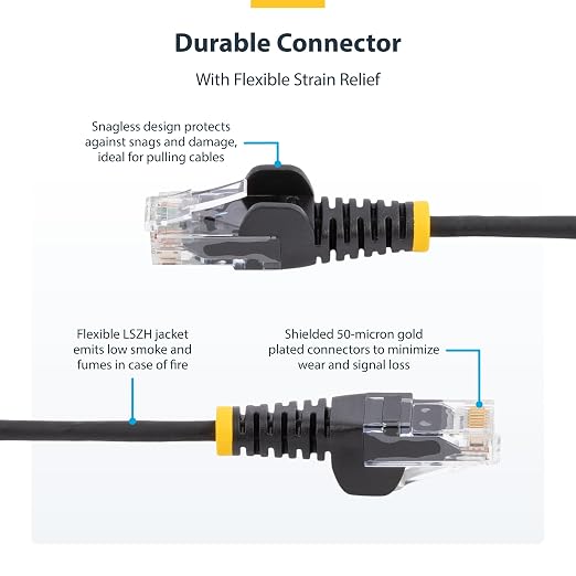 StarTech.com 3ft White Slim CAT6 Ethernet Cable, Snagless RJ45, 28AWG Pure Bare - Image 3