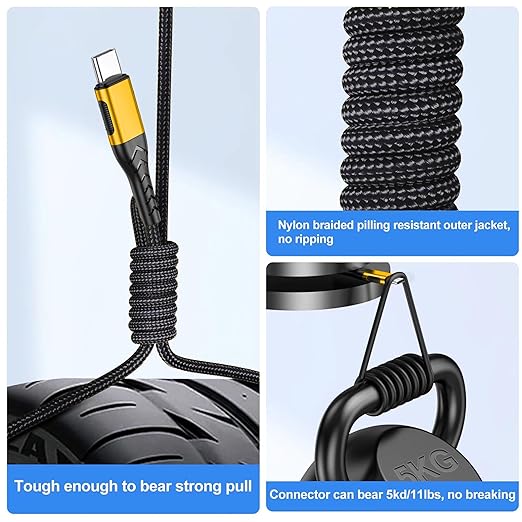 Durcord USB C to USB C Cable, 2Pack 100W 6ft USB C Charger Cable Fast Charging for Android/Phone/Pad, Type C to Type C Charger Braided USB Cable Compatible with Phone 16/15 Pro Plus Max Gold