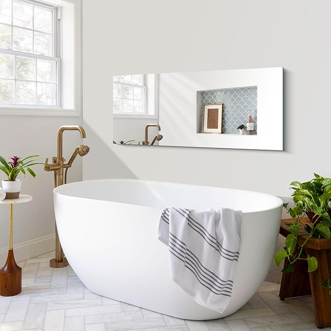 CILIBER Frameless Mirror, 20x48 Inch Bathroom Mirrors for Wall, Rectangle Bathroom Vanity Mirrors with Polished Edge, Hangs Horizontally or Vertically for Bathroom, Bedroom and Living Room