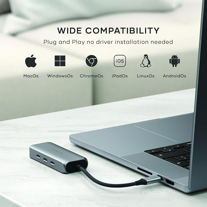 Satechi USB C Ethernet Adapter 2.5 Gigabit, 4 in 1 USB C Network Adapter - Image 6