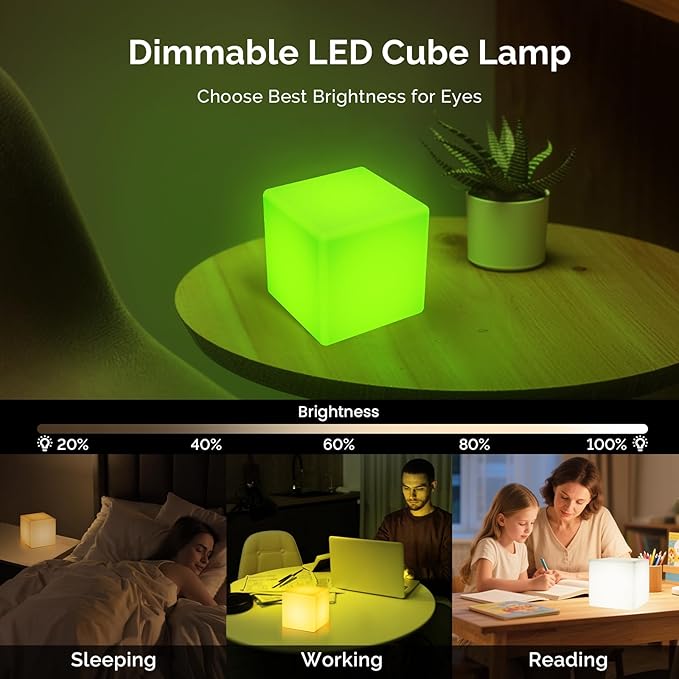 LOFTEK 4-inch LED Cube Lights: RGB 16 Colors Tesseract Cube, Cosmic LED Mood Lamp with Remote Control, IP65 Waterproof Rechargeable Bedside Lamp Night Lights for Kids Nursery Toys Gift