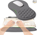 KUOSGM 2-in-1 Ergonomic Set, Wave Rise Keyboard Wrist Rest and Massage Bulge Slope Mouse Pad Wrist Support, Cushion Memory Foam Integrated to Relieve Wrist Pain, Deep Gray