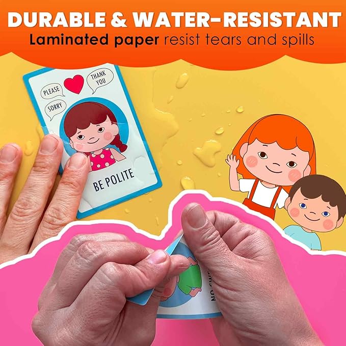 QUOKKA Autism Learning Materials - 94 Communication Cards for Kids - Visual Cards for Non-Verbal Communication, Pictured Speech Therapy, Emotion & Routine Flashcards, Water-Resistant, 3 Rings & Clip