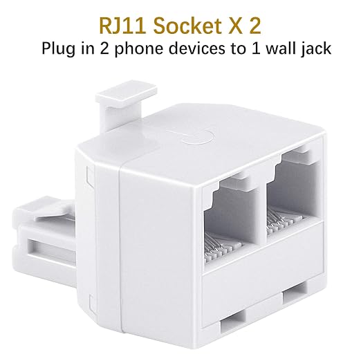 Uvital RJ11 Duplex Wall Jack Adapter Dual Phone Line Splitter Wall Jack Plug 1 - Image 2