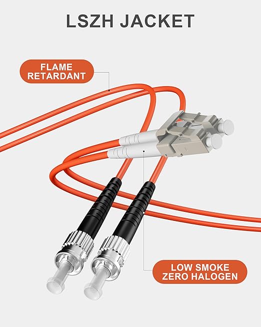 6 Pack LC to ST Multimode Fiber Patch Cable OM1 1M, Duplex MMF Jumper Cord - Image 5