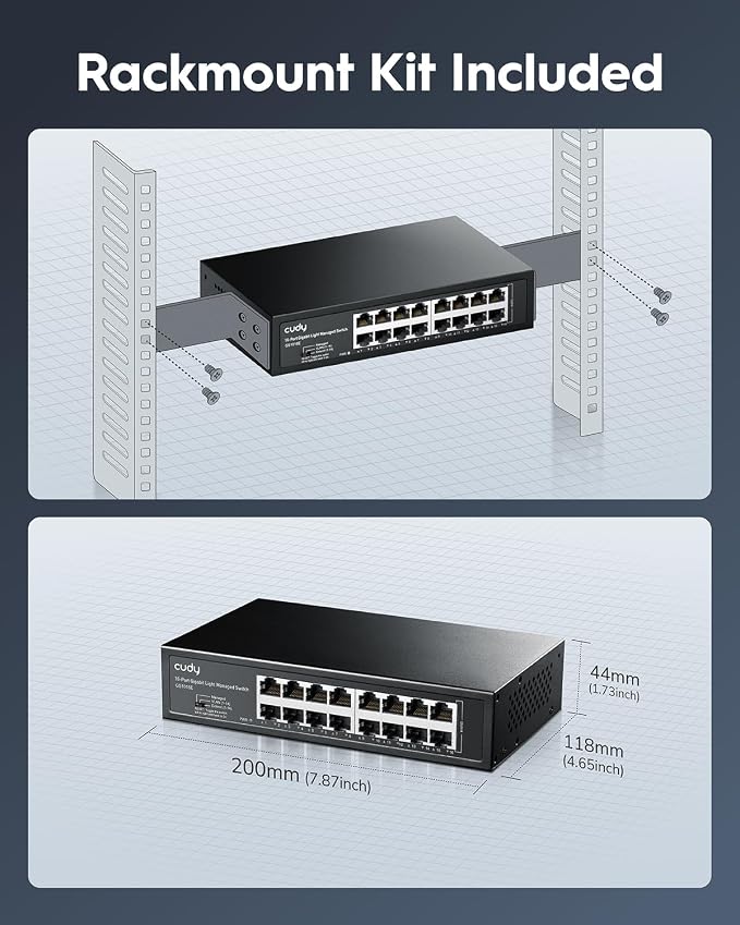 Cudy GS1016E 16 Port Light Smart Managed Gigabit Switch Plug & Play, Sturdy - Image 6