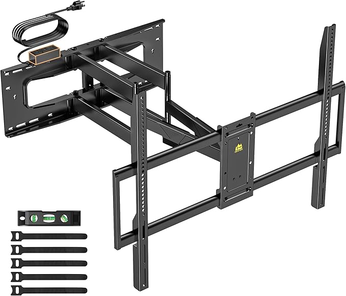 FORGING MOUNT Heavy Duty 98 100 inch TV Wall Mount with Power Strip for 50–100 Inch Large TVs up to 220 lbs,Full Motion TV Mount Bracket Smooth Swivel,Tilt,Extends,VESA 800x600mm,16”-24” Wood Studs