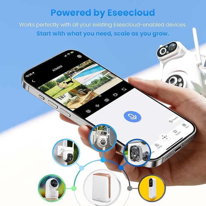 Eseecloud Dual Lens Solar Security Camera Wireless Outdoor, 5GHz Wi-Fi - Image 2