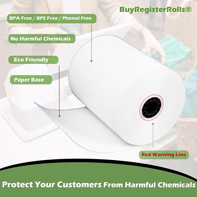 Phenol Free Thermal Paper 3 1/8 x 230 Receipt Rolls fits all Clover POS Cash - Image 4