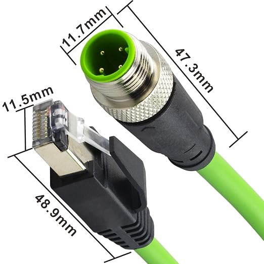 M12 to Rj45 Ethernet Cable Shielded, Industrial Field-wireable M12 4 Pin D Code - Image 6