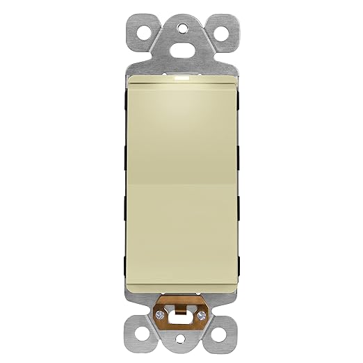 LIDER Minimalist Design Matte Finish Lighted Decorator Switch, Frameless Paddle Light Switch with Locator Light, Grounding Screw, 3-Way or Single Pole, 15A 120V, UL Listed, LS15-3W-I, Ivory