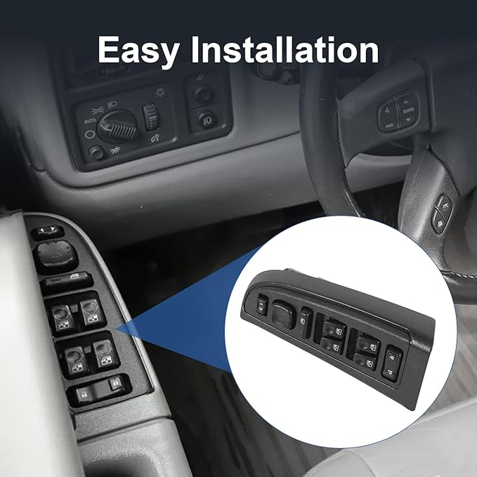 DICMIC Front Driver Side Master Power Window Switch and Door Lock & Black Bezel Assembly Compatible with 2003-2007 Chevrolet, GMC, Cadillac, Hummer Select Model Replace# 15883319, 920-022, DWS-394